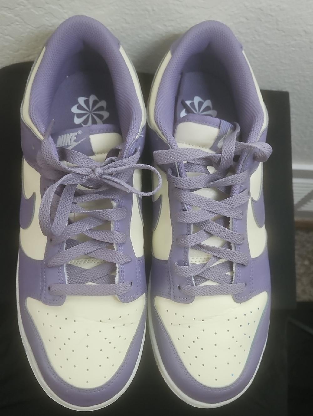 Nike Dunks Women’s Lavender and Cream Low-Top Sneakers - Lace-Up Style